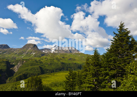 Rocky rugged Kenai Mountains on the Kenai Peninsula near Seward Alaska Stock Photo
