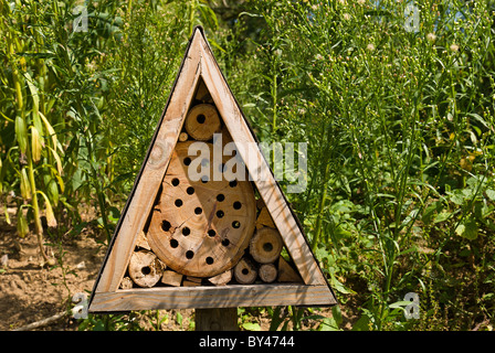 Mini beast man made habitat  shelter to aid conservation of insects invertebrates Stock Photo