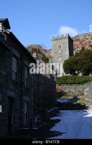 Holy Trinity Church which is at the foot of Silver How and looks over the village of Chapel Stile Stock Photo