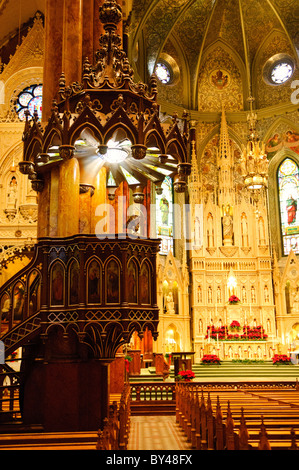 MONTREAL, Canada - Montreal's Saint Patrick's Basilica. Built by French missionaries in 1947 for the city's Catholic Irish population, it features impressive and extensive use of wood internally. Stock Photo