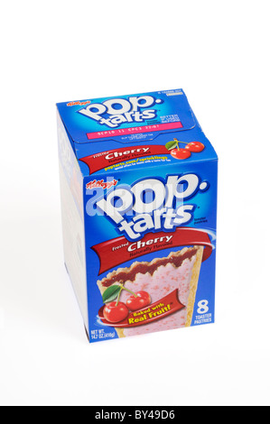 Unopened box of Kellogg's cherry pop-tarts on white background, cutout. Stock Photo