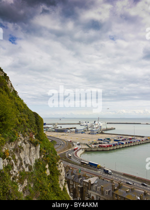 Dover Harbour as viewed from Dover Castle clifftops