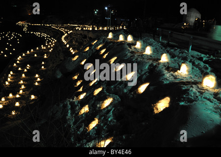 Kamakura festival at Yunishigawa hot spring, Tochigi Prefecture, Honshu, Japan Stock Photo