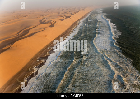 Aerial view of Skelton Coast, Namib Naukluft Nat Park, Namib Desert, Namibia Stock Photo