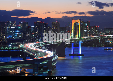 Rainbow Bridge at Night Stock Photo