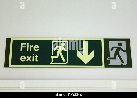 Fire exit escape sign Stock Photo