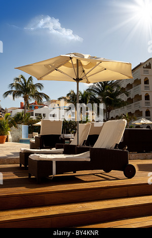 Outdoor Lounge Area in Aruba Stock Photo