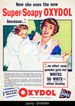 1950s full page colour advertisement for Oxydol soap powder for washing clothes Stock Photo