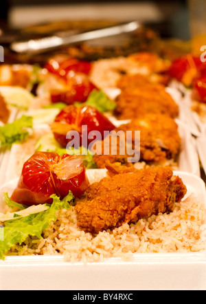 halal chicken rice is sold in night market, malaysia Stock Photo