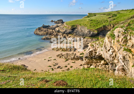 a small sandy cove near Broad Haven South in Pembrokeshire Stock Photo