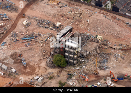 Aerial of the M&B Cape Hill Brewery in Birmingham being demolished 2005 Stock Photo