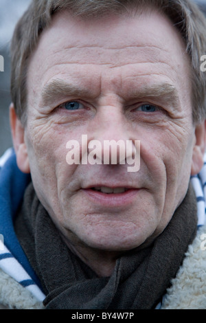 Singer/songwriter Hordur Torfason, main organiser and spokesperson of the Saturday protests, Iceland Stock Photo