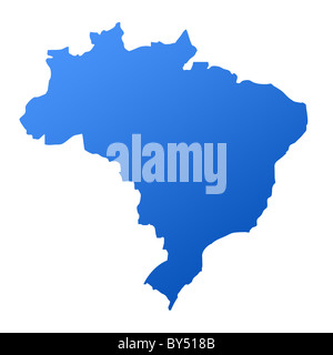 Blue map of Brazil, isolated on white background with clipping path. Stock Photo