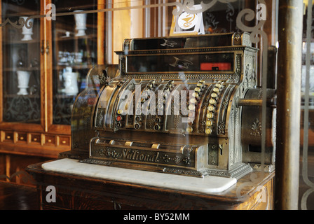 Antique Cash Register in the Pharmacy Stock Photo