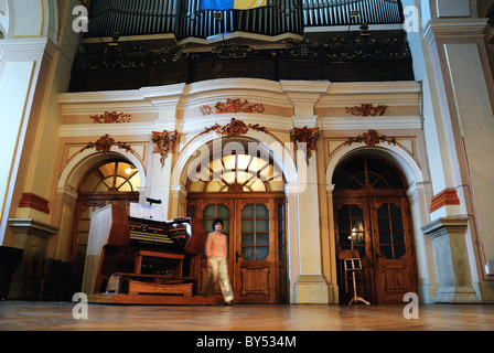 Lviv Organ and Chamber Music Hall (Organ Hall of Lviv Philharmonic Society) Stock Photo