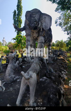 Elephant at the Sculpture park at Nong Khai in Thailand Stock Photo