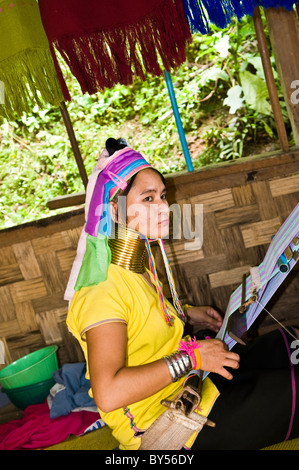 A Padong long neck woman in her village.