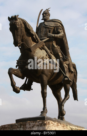Statue Albanian national hero George Kastrioti Skanderbeg on his Stock ...