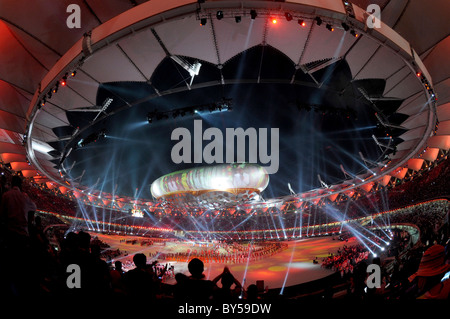 India Delhi Opening ceremony of XIX 2010 Commonwealth Games at the Jawaharlal Nehru Stadium with laser display. Stock Photo