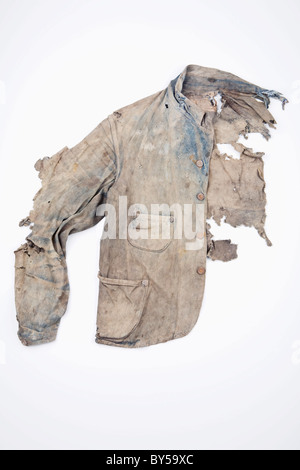 Extremely damaged denim jacket Stock Photo