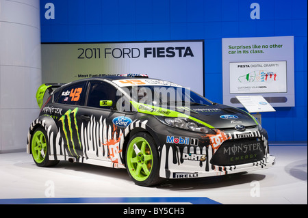 Ken Block's Ford Fiesta rally car at the 2011 North American International Auto Show in Detroit Michigan USA Stock Photo