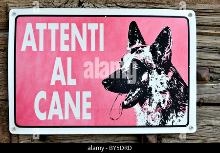 Attenti al cane sign, beware of the dog sign in Italian language