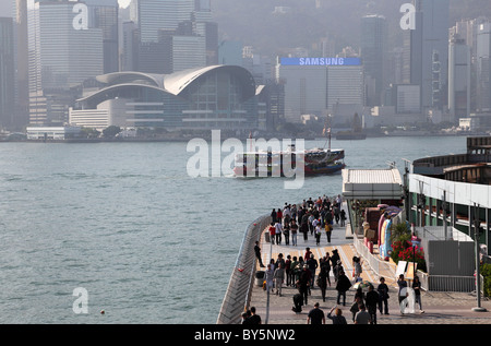 People walking at the Avenue of Stars in Hong Kong Stock Photo