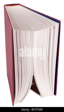 Open pages on a thick heavy book Stock Photo