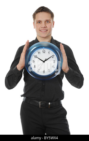 Man holding clock