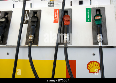 Petrol pumps in a Shell petrol station Stock Photo: 66677383 - Alamy