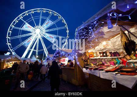 Brussels Christmas Market in Place Sainte-Catherine Stock Photo