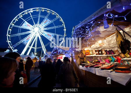 Brussels Christmas Market in Place Sainte-Catherine Stock Photo