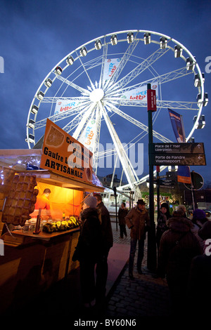 Brussels Christmas Market in Place Sainte-Catherine Stock Photo