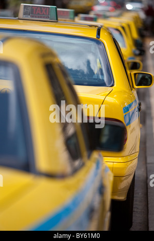 line of Taxi cabs Funchal Madeira Stock Photo