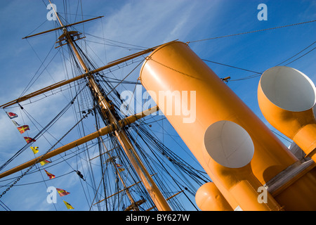Steam funnel funnels, rigging & mast on upper deck of HMS Warrior ...