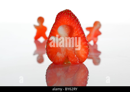 strawberry alien people carving Stock Photo