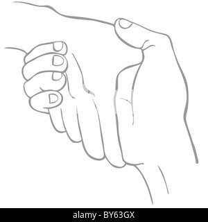 An image of a two hands shaking in a line art style. Stock Photo