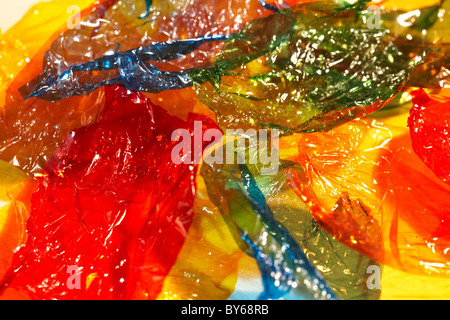 pile of colourful empty chocolate sweet wrappers Stock Photo