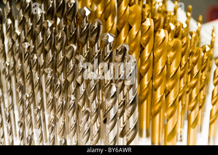A set of high speed steel drill bits Stock Photo