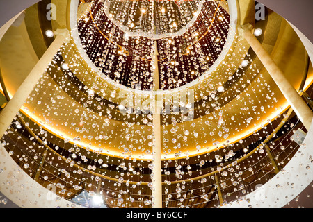 Luxury crystal chandelier in the hall Stock Photo