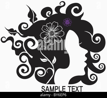 charming hair style in illustration Stock Photo