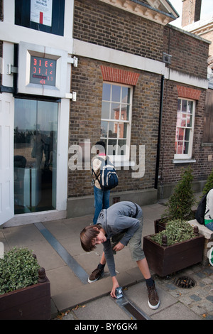 Greenwich park, Meridian line, London. Stock Photo