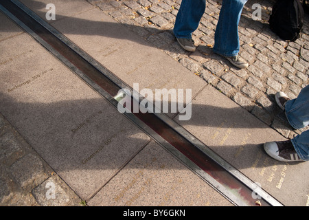 Greenwich park, Meridian line, London. Stock Photo