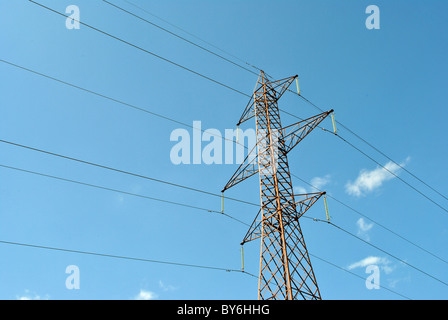 Electrical towers for transport high voltage electricity Stock Photo