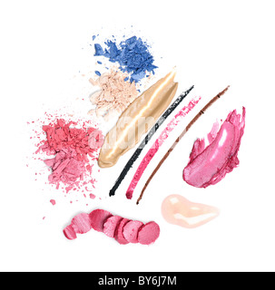 Abstract smeared cosmetics and makeup on white background Stock Photo