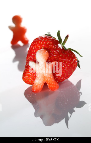 strawberry alien people carving Stock Photo