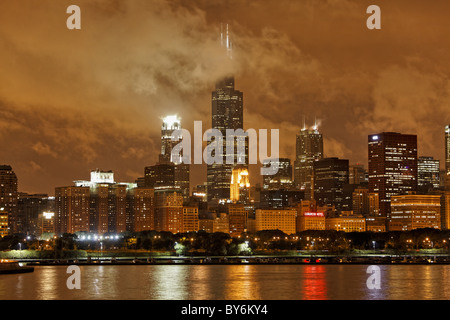 Lake Michigan and Chicago skyline seen from Adler Planetarium, Chicago, Illinois, USA Stock Photo