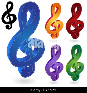 Set of 6 musical notes. Stock Photo