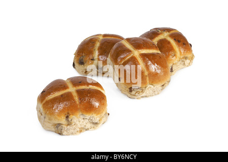 Fresh hot cross buns. Stock Photo