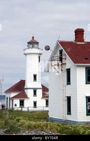 Point Wilson Lighthouse in Port Townsend, Washington State, Jefferson County Stock Photo